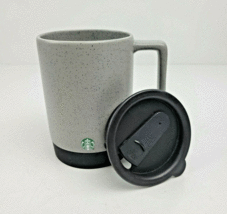 Starbucks Matte Gray Speck Travel Mug Rubber Bottom With Lid Mermaid Logo 14oz - £12.02 GBP