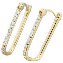 Anyco Fashion Hoop Earrings Gothic Geometric White Crystal Zircon Gold Rock - £24.10 GBP
