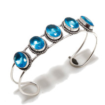 London Blue Topaz Oval Shape Handmade Fashion Jewelry Bangle Adjustable SA 160 - £6.21 GBP