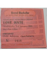 Love/Hate Ticket Stub NM 1991 Bristol Bierkeller England Roundabout Prom... - $9.77