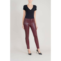 NWT Womens Size 2 or 26 Level 99 Maroon Eco-Leather Coated Skinny Jeans - £23.48 GBP