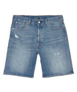 Levi&#39;s 501 Blue Jean Shorts Mens Sz 42 Stretch Denim Button Fly Distress... - £18.49 GBP