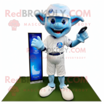 Sky Blue Tooth Fairy mascot costume character dressed with a Baseball Tee and Di - £1,030.27 GBP