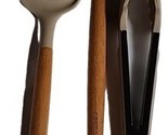 CAROTE 3-Pc Kitchen Set ~ Taupe ~ Silicone Spatula &amp; Ladle ~ Tongs ~ Woo... - £18.68 GBP