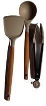 CAROTE 3-Pc Kitchen Set ~ Taupe ~ Silicone Spatula &amp; Ladle ~ Tongs ~ Woo... - $23.38