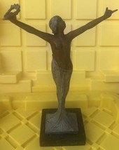 ART DECO 9.5” CLASSIC DANCER SIGNED ARTWORK BRONZE FIGURINE STATUE SCULP... - $220.50