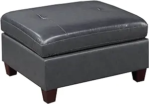 Genuine Leather Upholstered Modular Ottoman With Tufting Design In Black - $420.99