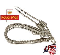 Aiguillette Moon guard Silver Silky with  Silver tags Bands Army Aiguill... - $23.99