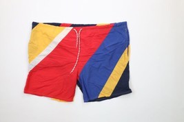 Vtg 90s Nautica Mens 2XL Faded Spell Out Rainbow Striped Sailing Shorts Trunks - £30.97 GBP