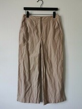 NWT EILEEN FISHER Beige Organic Cotton Steel Wide Leg Ankle Pants 6 - $87.29