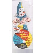 Vintage Ad Die Cut Clown Tippy Regal Stationery Toronto Halifax Vancouver - £8.16 GBP