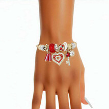 Cable Bangle Red Heart Gold Bracelet for Women - $32.99