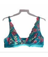 Victoria&#39;s Secret Deep V Crop Lace Aqua floral Bralette L Large - $46.03 CAD