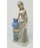 Brinnco Figurine Porcelain Blue Scarf Woman in Gown Drawing Well Water V... - $23.70