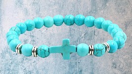 Turquoise Bead Cross Bracelet - $9.89