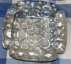 Vintage  Glass Clear Art Glass Pebble Bubble Ashtray 4&quot; Trinket Dish Decor - £7.71 GBP