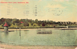 Baltimore Md Maryland~Patterson Park LAKE~1911 Antique Postcard - £3.91 GBP