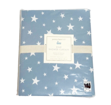 NEW Pottery Barn Kids Star Cotton Shower Curtain Dusty Blue 72x72&quot; Butto... - £34.75 GBP