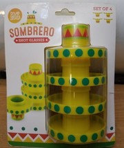Sombrero Shot Glasses Plastic Set Of Four True Zoo Fiesta Party 2017 - £9.27 GBP