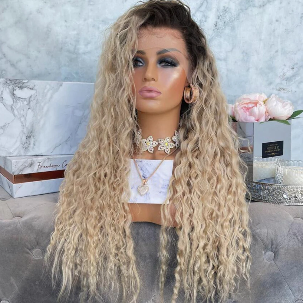 AIMEYA Synthetic Lace Front Wigs for Women Ombre Blonde Wig High Temperature - £20.98 GBP+
