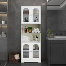 67&quot; Tall Bathroom Storage Cabinet with Doors and Shelves, Towel Cabinet - £124.22 GBP