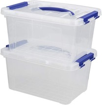 Two 6 Quart Latching Box Tote With Lids In Clear Plastic From Jekiyo. - £26.36 GBP