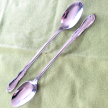 Oneida S L &amp; G H Rogers Stainless 2 Iced Teaspoons Homestead Pattern 7.5&quot; Glossy - £7.78 GBP