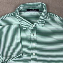 Ralph Lauren RLX Polo Shirt Mens Large Green White Striped Short Sleeve ... - $20.35