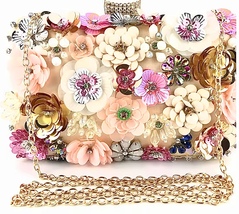 Truly A Beautiful Elegant Clutch Sequins Crystal Beads Flowers Hand Bag❤️ - £62.47 GBP
