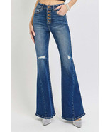 RISEN Distressed Button-Fly Flare Jeans - $60.94