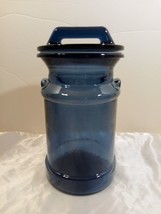 Vintage L E Smith Blue Cobalt Glass Lidded Canister/ Storage Jar 1970&#39;s MCM - £22.15 GBP