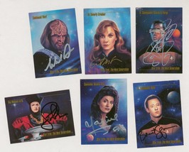 6 Signed Star Trek Trading Cards Q Data Worf Geordi Troi &amp; Dr Crusher - $519.75