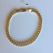 Unisxex Italian Hollow Curb Chain Bracelet 14k Yellow Gold Length 8.23 inch - £483.45 GBP