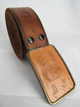 Zane Grey&#39;s West Society Belt and Buckle Century Canada Western Leather 36 - £24.22 GBP