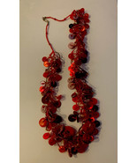Vintage Red Button &amp; Seed Bead Necklace - £31.61 GBP