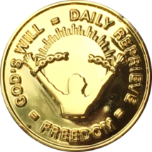 God&#39;s Will = Daily Reprieve = Freedom - AA Spiritual Condition Gold Plated Sobri - £5.46 GBP