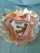 Vintage Indiana Amber Carnival Glass Loganberry Triangle Bowl Dish 7&quot; x 3&quot; MCM - £11.19 GBP