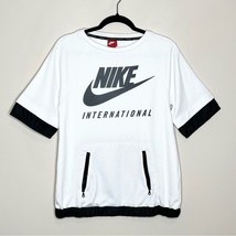 NWT NIKE International Short Sleeve White Black Sweatshirt Top Size Small - £37.84 GBP