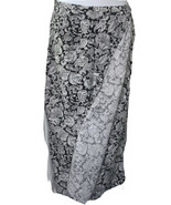 Sz 12 Talbots Womens Black White Floral Wrap Skirt Midi Side Zip 34.5&quot; L... - $18.10