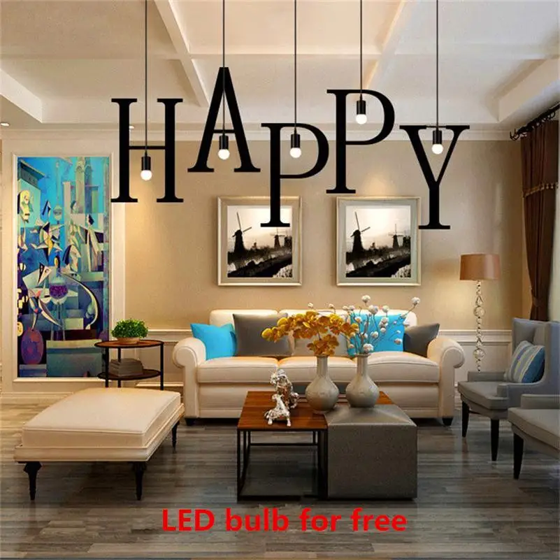 26 Letters Vintage Pendant Lights DIY Happy Home Hanging Lamp Kitchen Dinning Ro - £273.01 GBP