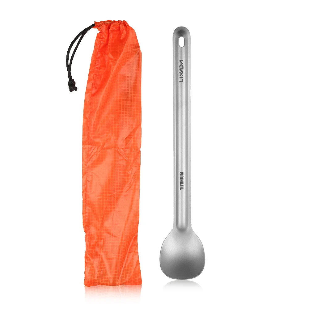 Lixada Titanium Long Handle Spoon Outdoor Portable Dinner Spoon Cutlery ... - £9.13 GBP