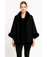 Women&#39;s Faux Fur Trim Open-Front Cape Jacket - $987.22 MXN