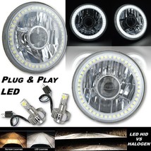 5-3/4&quot; Projector White SMD Halo Angel Eye Crystal Headlight &amp; 6k LED Bulb Pair - £135.88 GBP
