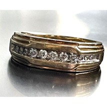 MENS 14K  YELLOW GOLD AND DIAMOND BAND  RING SIZE 8.5 SKY - $728.96