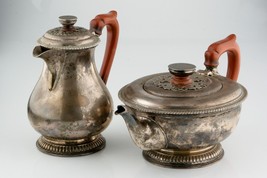 Harrods of London Silver Set Teapot &amp; Pitcher (1916-1917) Red Handled RWB 1476gr - £1,465.32 GBP