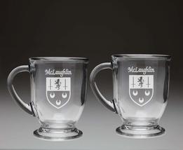 McLaughlin Irish Coat of Arms Glass Coffee Mugs - Set of 2 - £27.11 GBP