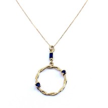 Women&#39;s Cable Chain Sterling Silver 925 Twisted Circle Necklace Blue Kyanite - £36.25 GBP