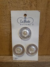 Vintage Set of 3 on Card Ivory/Off-White Buttons by La Mode 7/8&quot; MADE IN... - $19.79