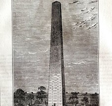 Bunker Hill Monument 1845 Woodcut Print Victorian Revolutionary War DWY9D - £31.38 GBP