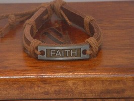 New Women’s Leather Brown “Faith” Braided Fashion Bracelet - $8.91